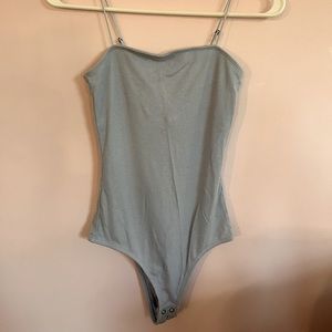 Blue bodysuit from Hollister, ribbed fabric with double fabric on the chest
